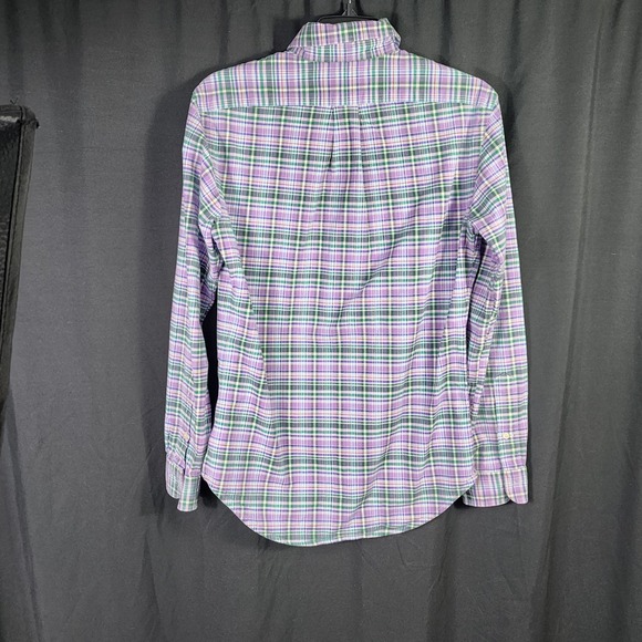 Ralph Lauren Mens Slim Fit Stretch Oxford Shirt Purple Green Plaid Small S - Picture 5 of 8